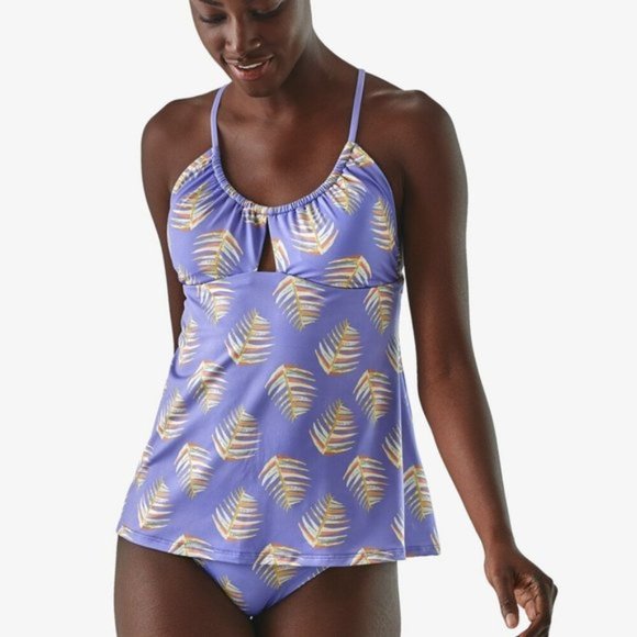 Patagonia Glassy Dawn tankini XL swim top Palms of My Heart lt. blue violet NWT - Picture 1 of 7
